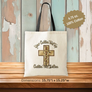Snake on Cross Tote Bag