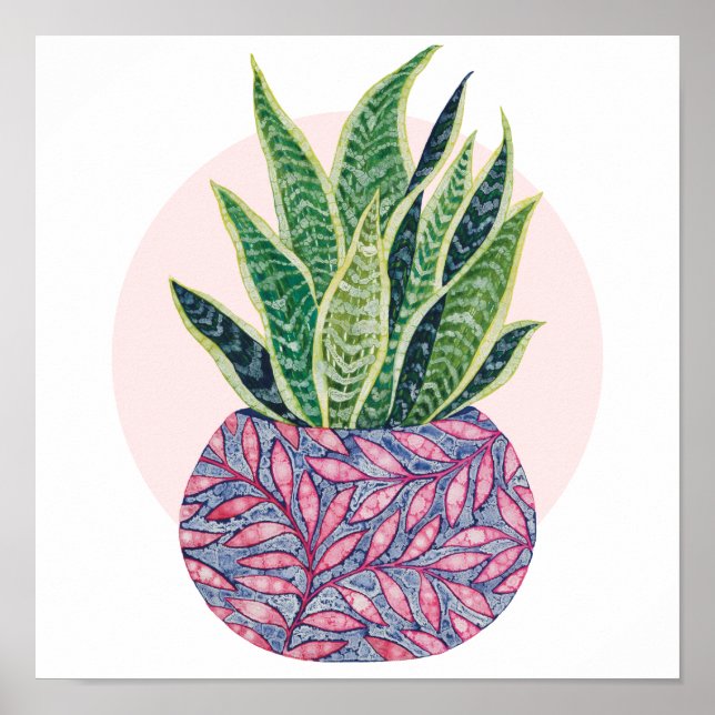 Snake Plant Colourful watercolor illustration  Poster (Front)