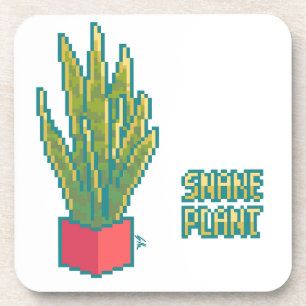 Snake plant Pixelart, Pixel Art Coaster