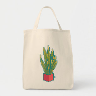 Snake plant Pixelart, Pixel Art Tote Bag