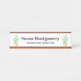 Snake Plant Potted Succulents Personalized Desk Name Plate
