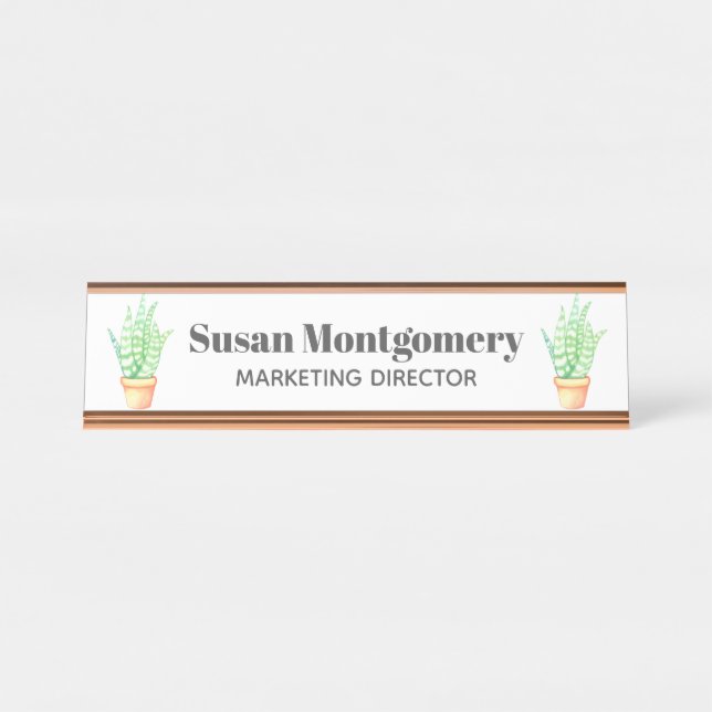 Snake Plant Potted Succulents | Personalized Desk Name Plate (Front)