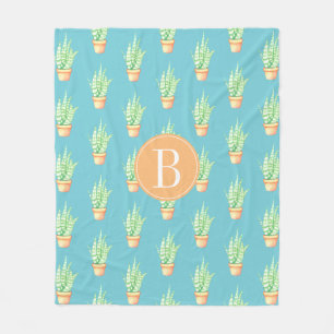 Snake Plant Potted Succulents   Personalized Fleece Blanket