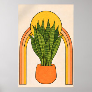 Snake Plant Rainbow Poster, Boho Botanical Wall Poster