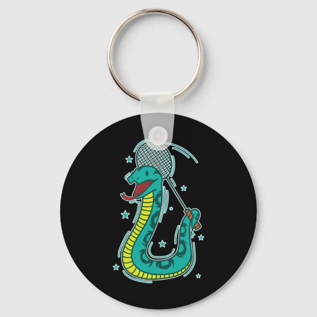 Snake Plays Badminton  Keychain (Front)