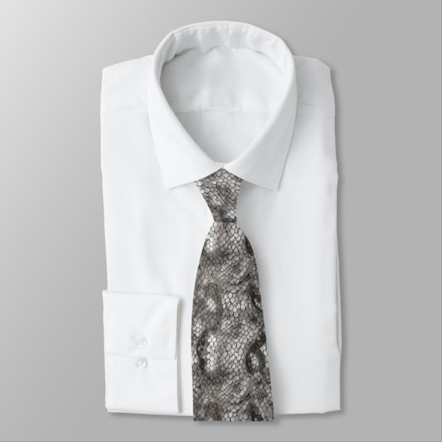 Snake print in grey and silver pattern tie (Tied)