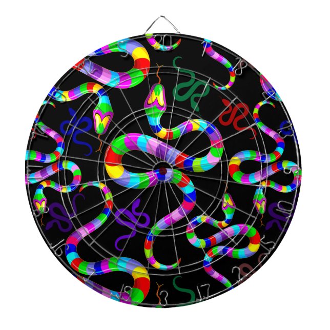 Snake Psychedelic Rainbow Colours Dartboard (Front)