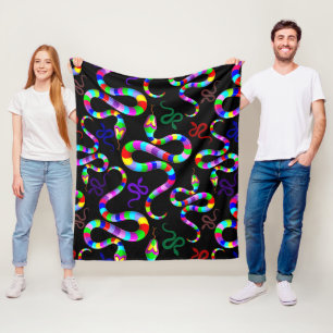 Snake Psychedelic Rainbow Colours Fleece Blanket