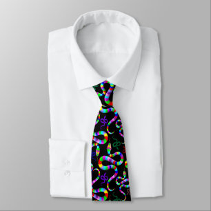 Snake Psychedelic Rainbow Colours Tie