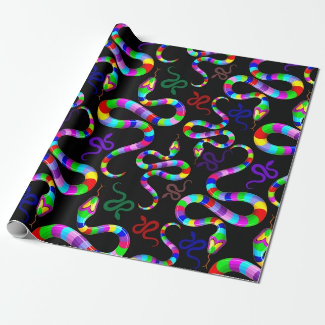 Snake Psychedelic Rainbow Colours Wrapping Paper (Unrolled)