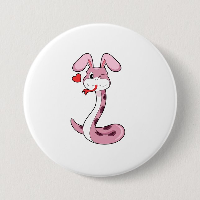 Snake Rabbit Heart 3 Inch Round Button (Front)