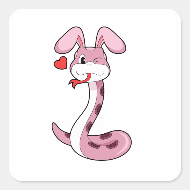 Snake Rabbit Heart Square Sticker (Front)