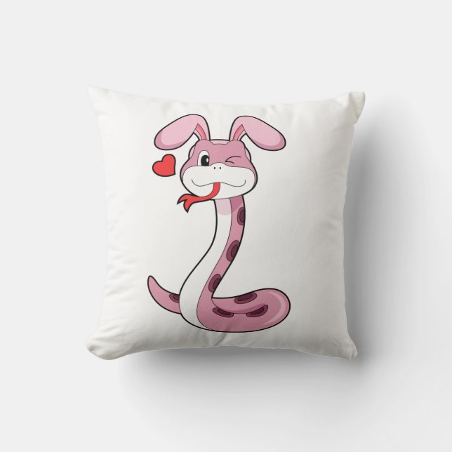 Snake Rabbit Heart Throw Pillow (Front)