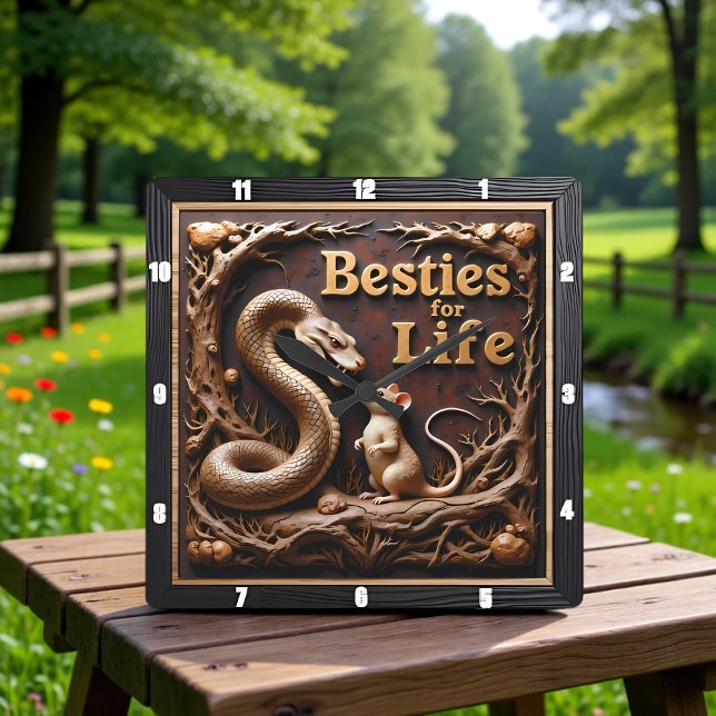 Snake Rat Best Friends Square Wall Clock (Creator Uploaded)