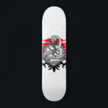 Snake Red Black Skateboard<br><div class="desc">A bold in your face snake serpent and griffin in red and black. Rich colours on a white background. The snake encircles a stone heart and the griffin is the background.</div>
