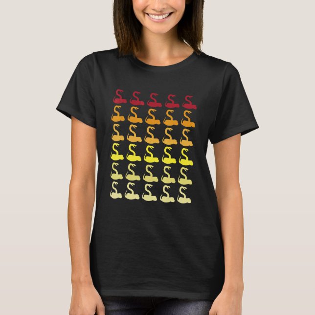 Snake Retro Animal Pattern T-Shirt (Front)