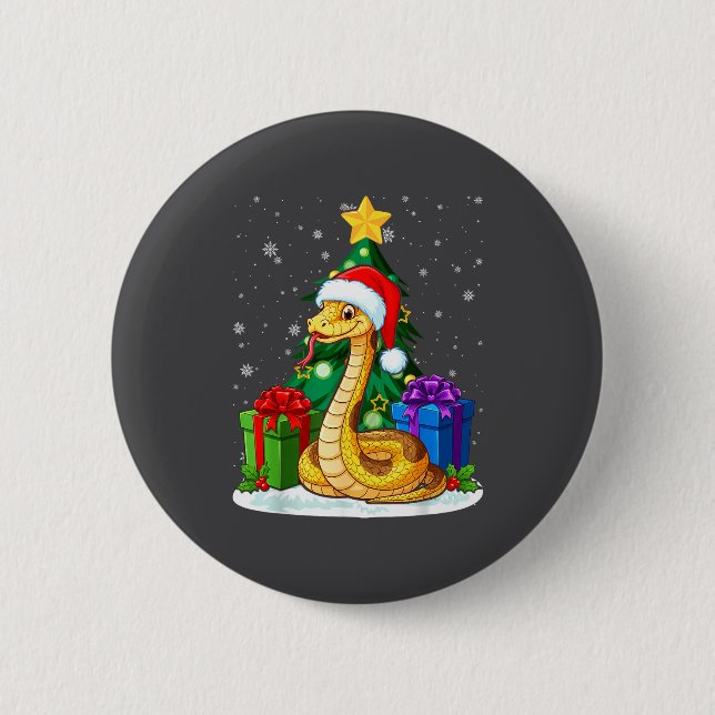 Snake Santa Hat Christmas Pajama Cute Animal Snowf 2 Inch Round Button (Front)