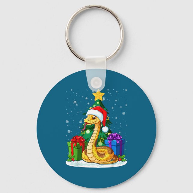 Snake Santa Hat Christmas Pajama Cute Animal Snowf Keychain (Front)