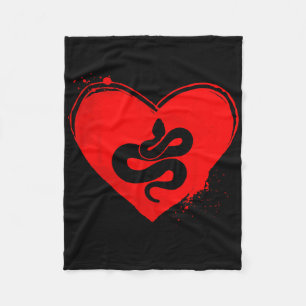 Snake Silhouette Heart Shape Valentine Snake Lover Fleece Blanket