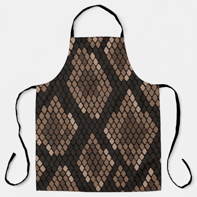 Snake Skin Animal Print Pattern Cooking Apron (Front)