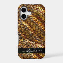 Snake skin golden and glitter