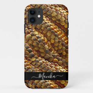 Snake skin golden and glitter iPhone 11 case