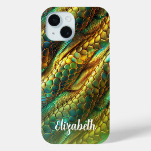 Snake skin green and golden ombre design  iPhone 15 case
