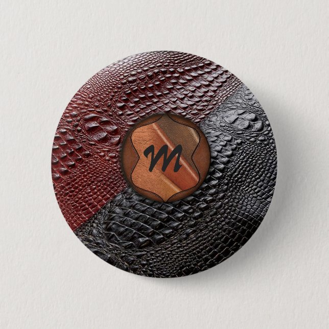 Snake-skin look & Monogrammed Elements  2 Inch Round Button (Front)