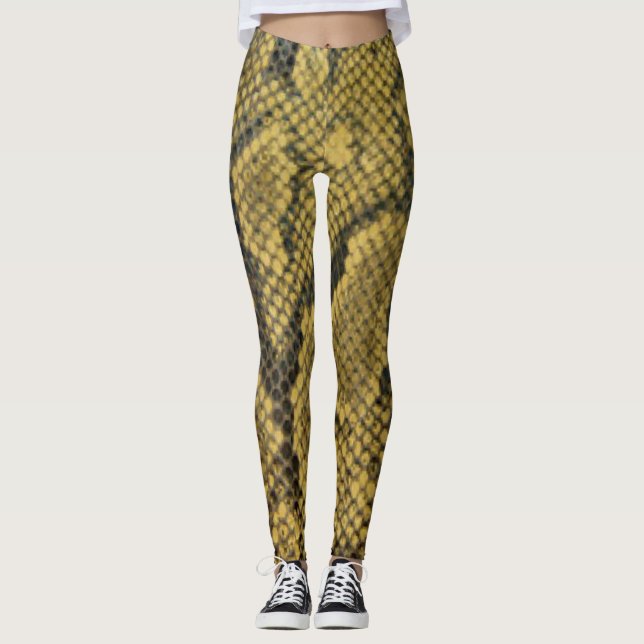 Snake Skin Pattern Print Design Leggings (Front)