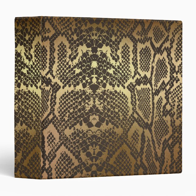 Snake Skin Print Modern Glam Gold Binder (Front/Spine)
