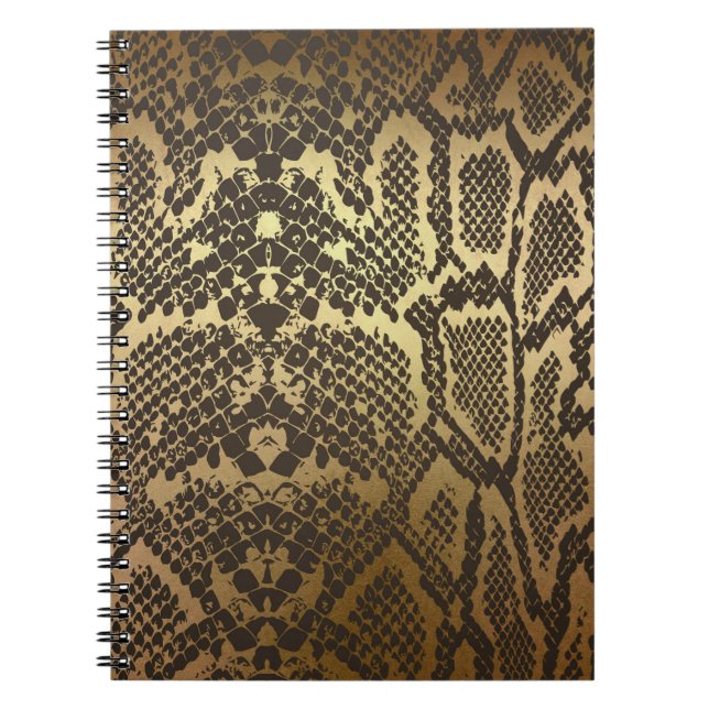 Snake Skin Print Modern Glam Gold Notebook (Front)