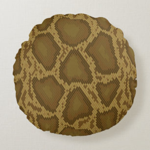 Snake skin, reptile pattern round pillow