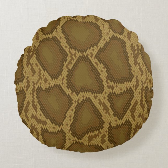 Snake skin, reptile pattern round pillow (Front)