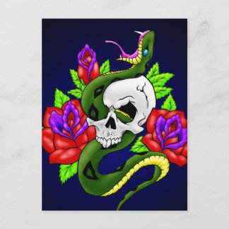 Snake, Skull and Roses Postcard