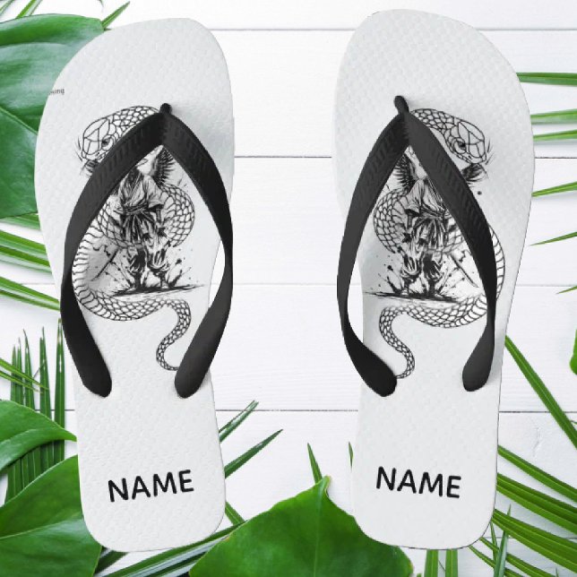Snake Skull Flip-Flops – Gothic Tattoo Style Shoes Flip Flops (Creator Uploaded)