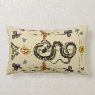 Snake, Swallowtail, & Wildflowers in sand Lumbar Pillow