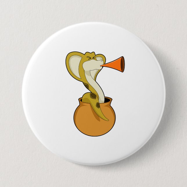 Snake Trumpet Music 3 Inch Round Button (Front)