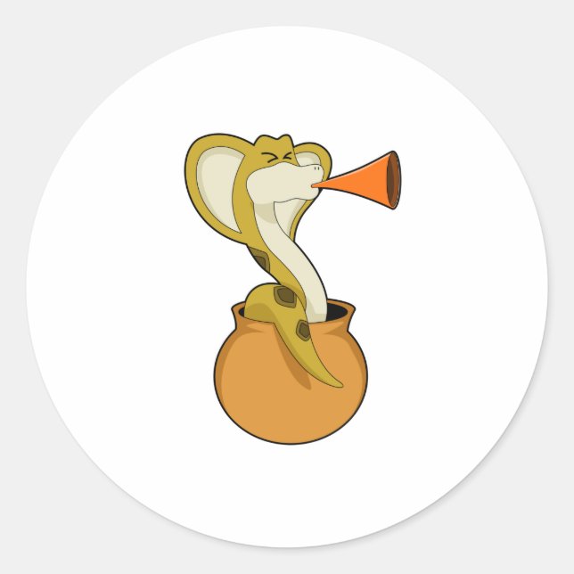 Snake Trumpet Music Classic Round Sticker (Front)