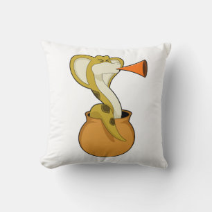 Snake Trumpet Music Throw Pillow