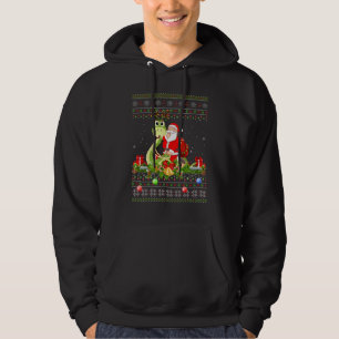Snake   Ugly Santa Riding Snake Christmas Hoodie