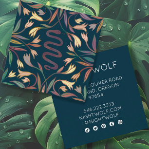 Snake Vines Mystical Magical Boho Colourful  Square Business Card