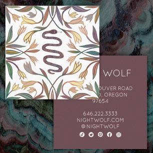 Snake Vines Mystical Magical Boho Colourful   Square Business Card