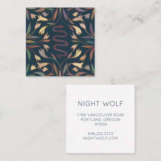 Snake Vines Mystical Magical Boho Colourful   Square Business Card (Front/Back)
