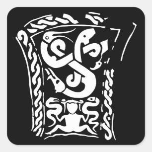 Snake Witch viking stone Gotland ancient history r Square Sticker