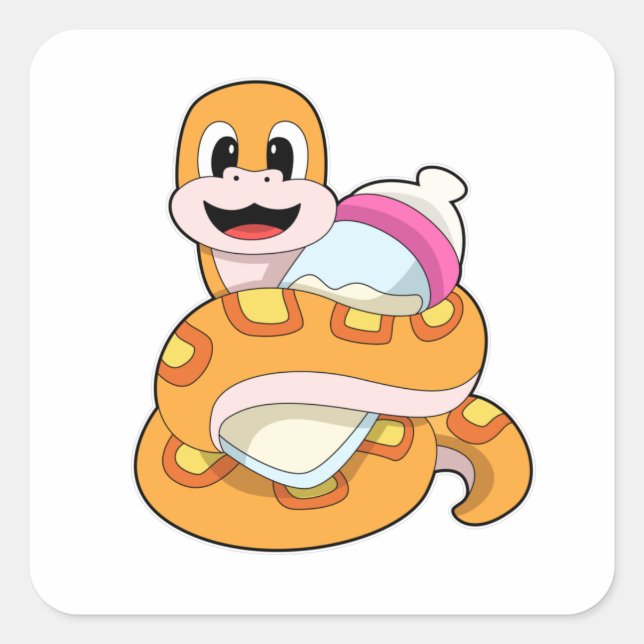 Snake with Baby bottle Square Sticker (Front)