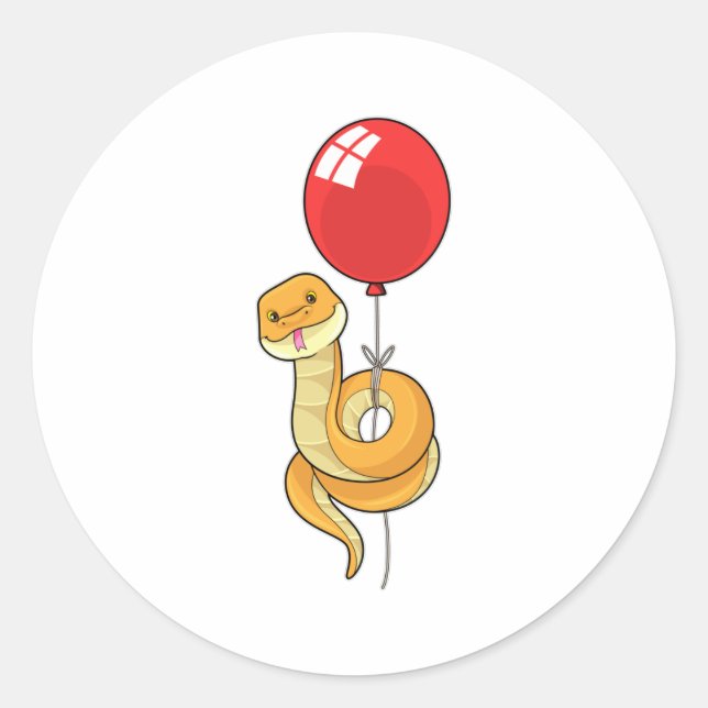 Snake with Balloon Classic Round Sticker (Front)