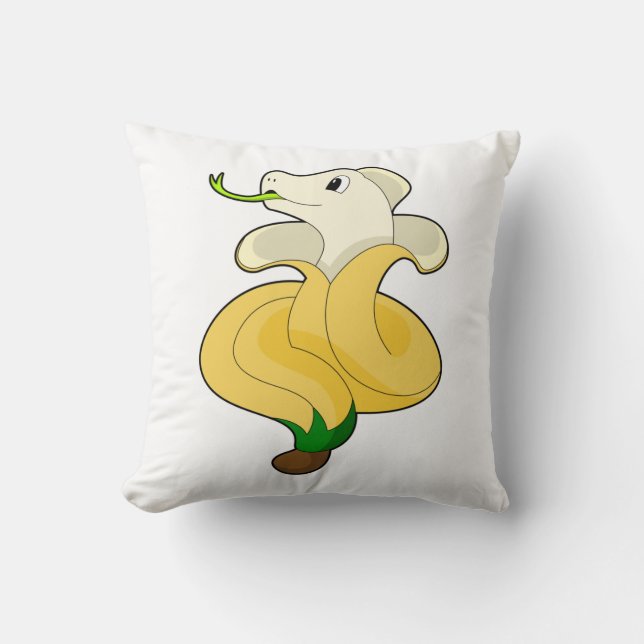 Snake with Banana Throw Pillow (Front)