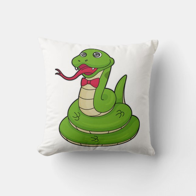 Snake with Bow tie Throw Pillow (Front)
