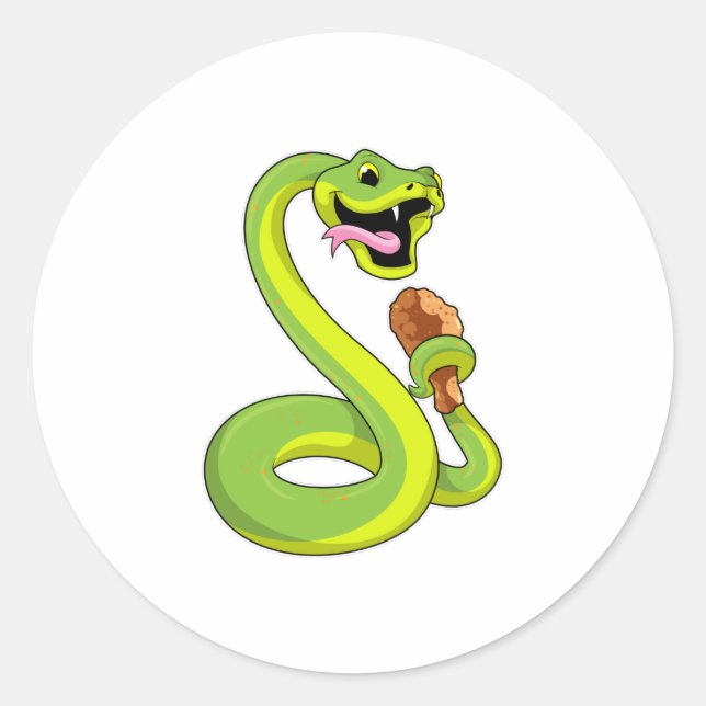 Snake with Chicken Classic Round Sticker (Front)