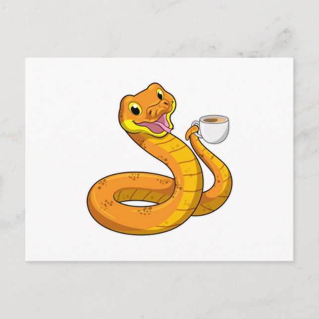 Snake with Cup of Coffee Postcard (Front)